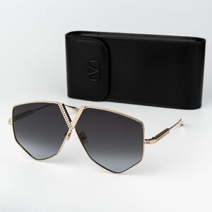Valentino Women Sunglasses Titanium Gold Grey Oversized Aviator V - HEXAGON